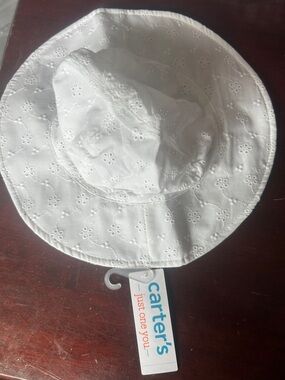 Carter's White Eyelet Cotton Baby Sun Hat